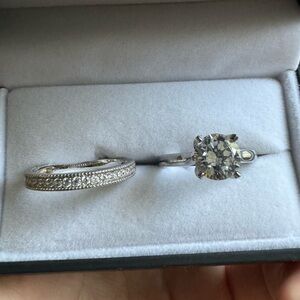 Sterling silver white sapphire wedding set